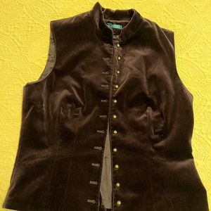 Lauren Ralph Lauren Velvet Vest, Size Large, Rich Burgundy, 100% Cotton Velvet
